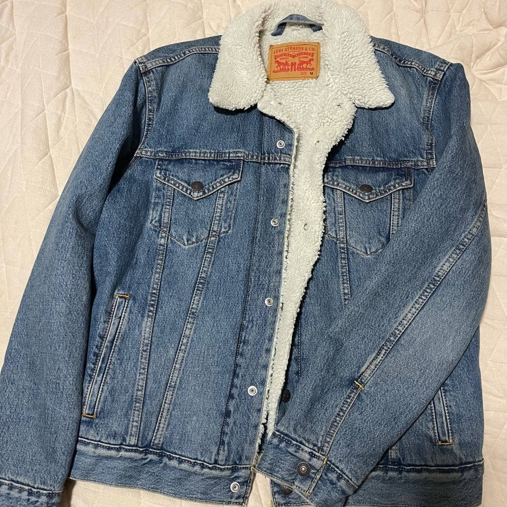 Mens Denim Sherpa Jacket. WORN ONCE